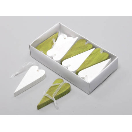 CUORE IN LEGNO 7CM WHITE-GREEN DA APPENDERE