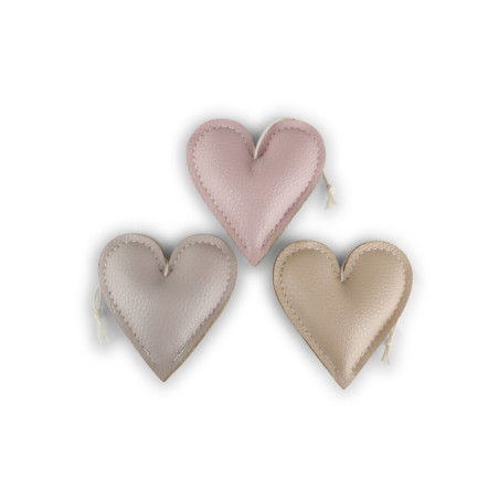 CUORE SEMIPELLE BEIGE-CREMA-ROSA 11CM