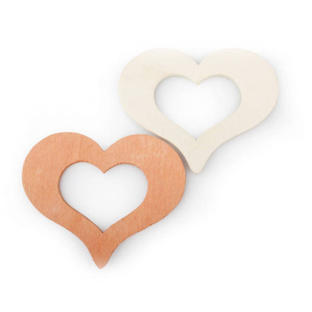 CUORE LEGNO ASSORTITI 2 SALMONE/BIANCO 6X7CM