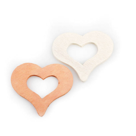 CUORE LEGNO ASSORTITI  SALMONE/BIANCO 4X5CM