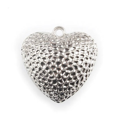 CUORE MARTELLATO SILVER D4.5CM