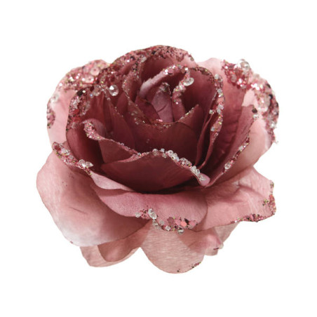 ROSA CON CLIP E GLITTER VELVET PINK D14