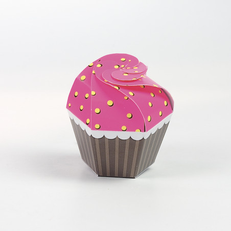 PORTA CONFETTI CUPCAKE FLUO FUXIA GIALLO 6X6X