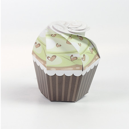 CUPCAKE VERDE CON CUORI 6X6X7