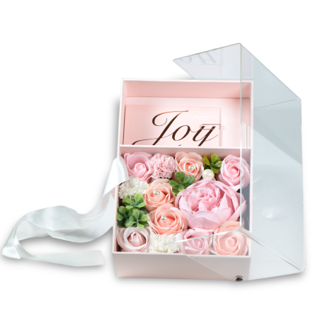 SCATOLA REGALO FIORI PINK 24X17X10CM