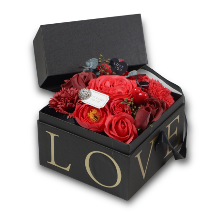 GIFT BOX LOVE CON FIORI RED 13X13X12CM