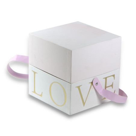 GIFT BOX LOVE CON FIORI PINK 13X13X12CM